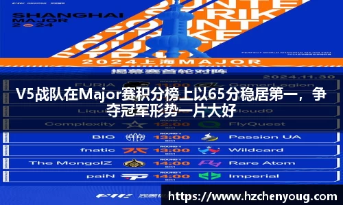 V5战队在Major赛积分榜上以65分稳居第一，争夺冠军形势一片大好